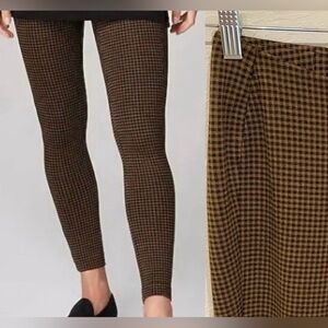 J JILL Women's Ponte High Rise Leggings Black/Acorn Checkered Stretchy Size S